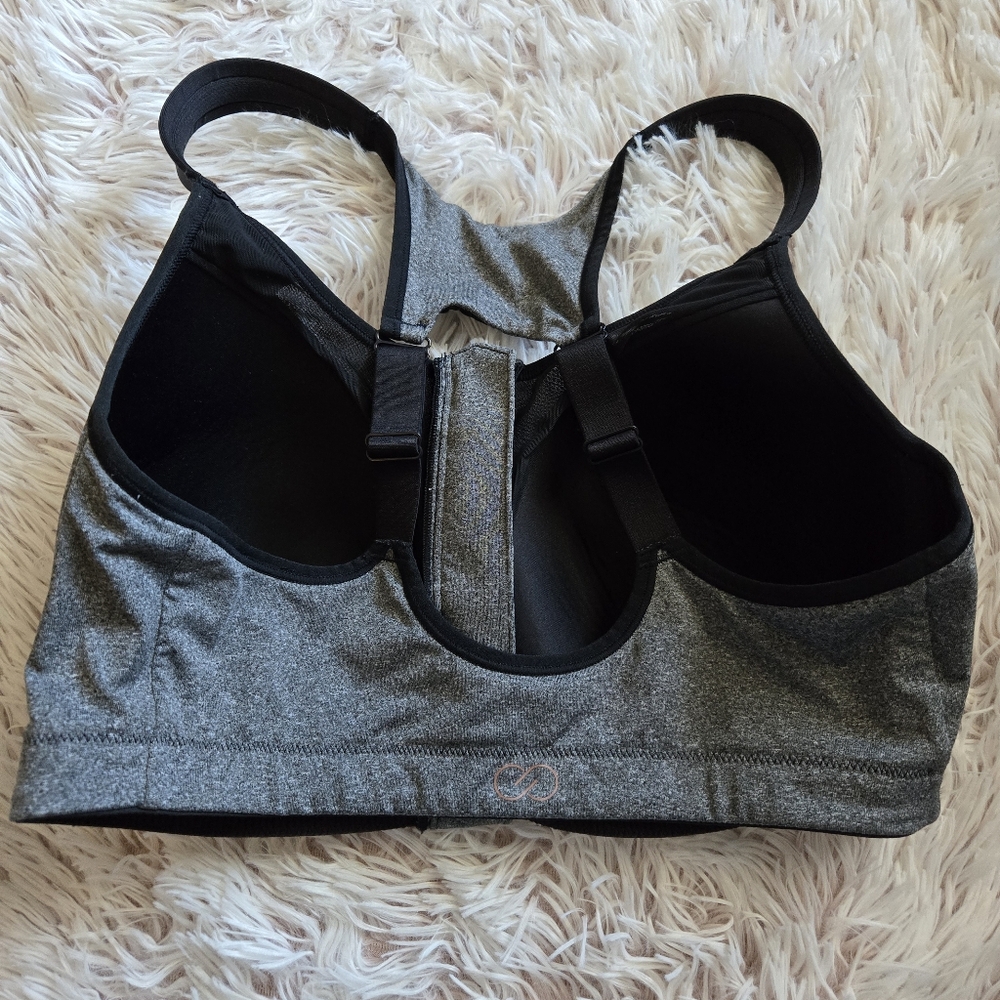 CALIA Women's Go All Out Zip Front Sports Bra black gray mesh 36D Large support - Picture 6 of 7